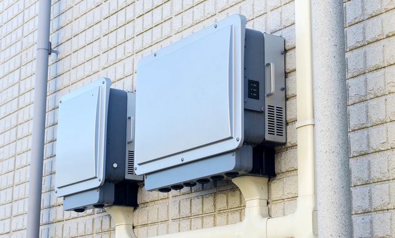 家の外壁に設置された蓄電池システム